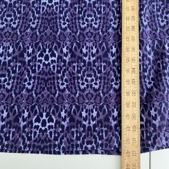 Soft Surroundings Faux Wrap Dress Size XL Tall Purple Animal Print Long Sleeve - Picture 8 of 9